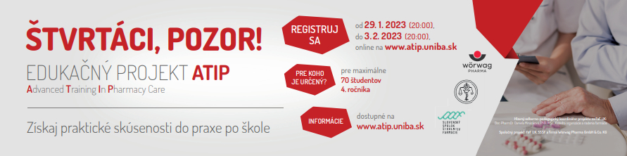 ATIP 8 - registrácia od 22.1. 2023 20:00 do 27.1.2023 20:00

maximálne 70 študentov 4. ročníka FaF